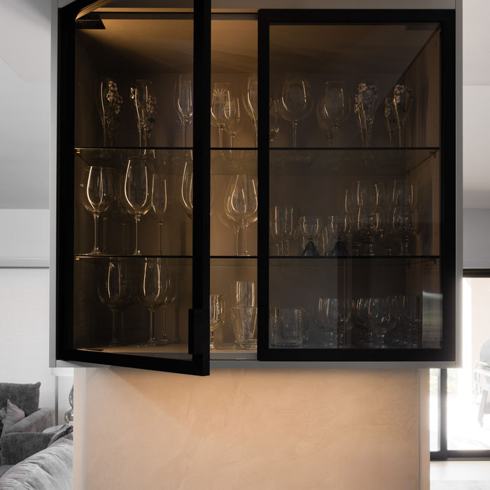 All grey kitchen with minimalist aesthetic and seamless design flow