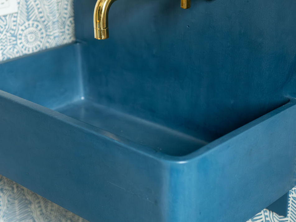 Vintage Teal Sink with Gold Hardware