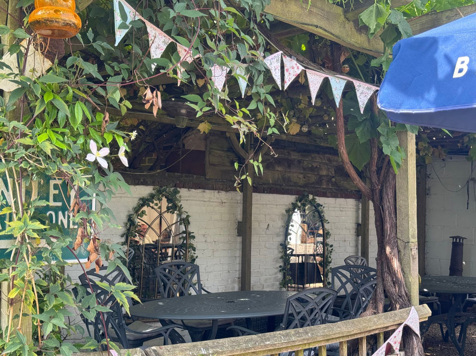 Under the pergola on the terrace