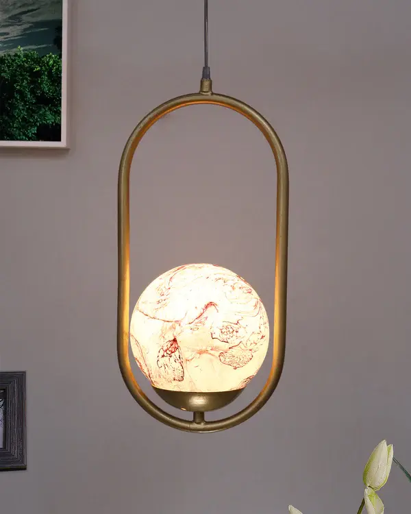 Mid Century Modern Golden Light Chandelier