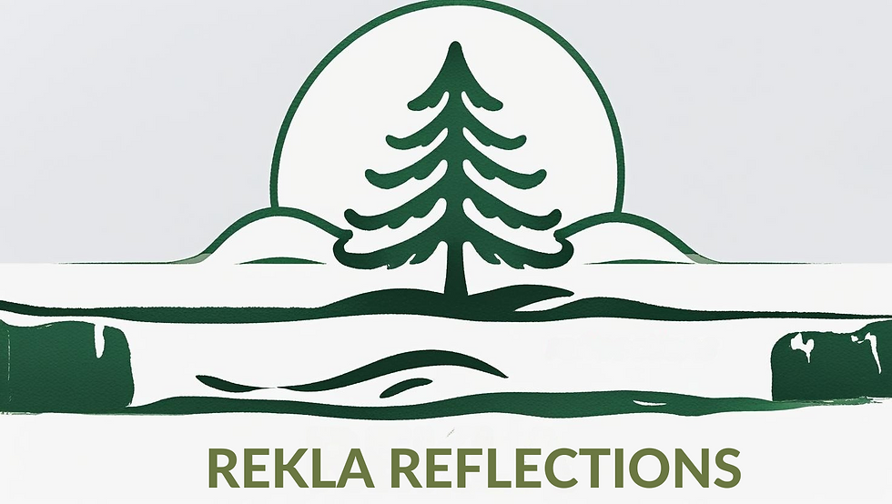 Green tree logo for Rekla Reflections podcast, symbolizing growth, reflection, and Finnish-inspired education.
