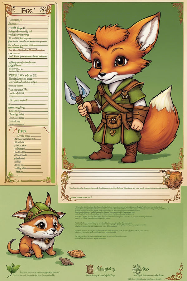 Fox Halfling Druid 2nd Edition AD&D Character Sheet Record