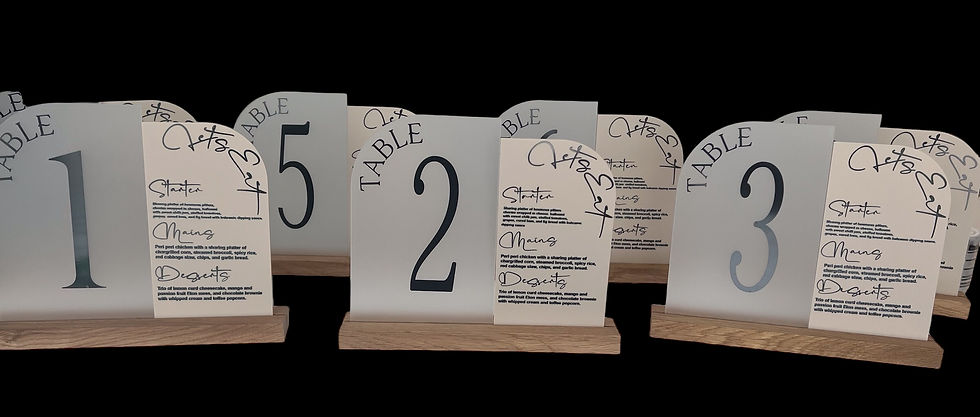 Table number and menu sign