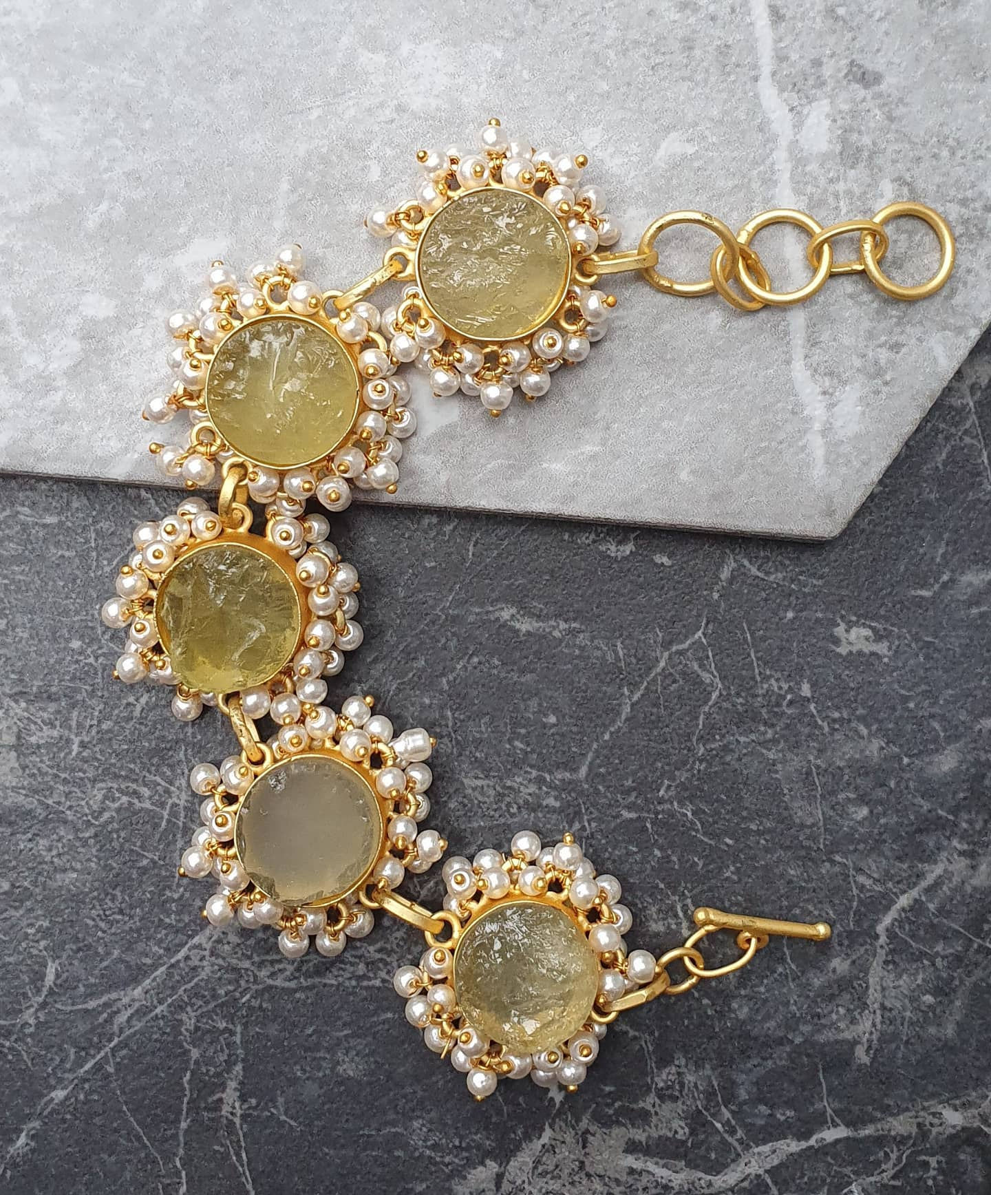 Raw Citrine Circle Link Bracelet