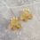 Thumbnail: Raw Citrine Half Flower Statement Stud Earrings