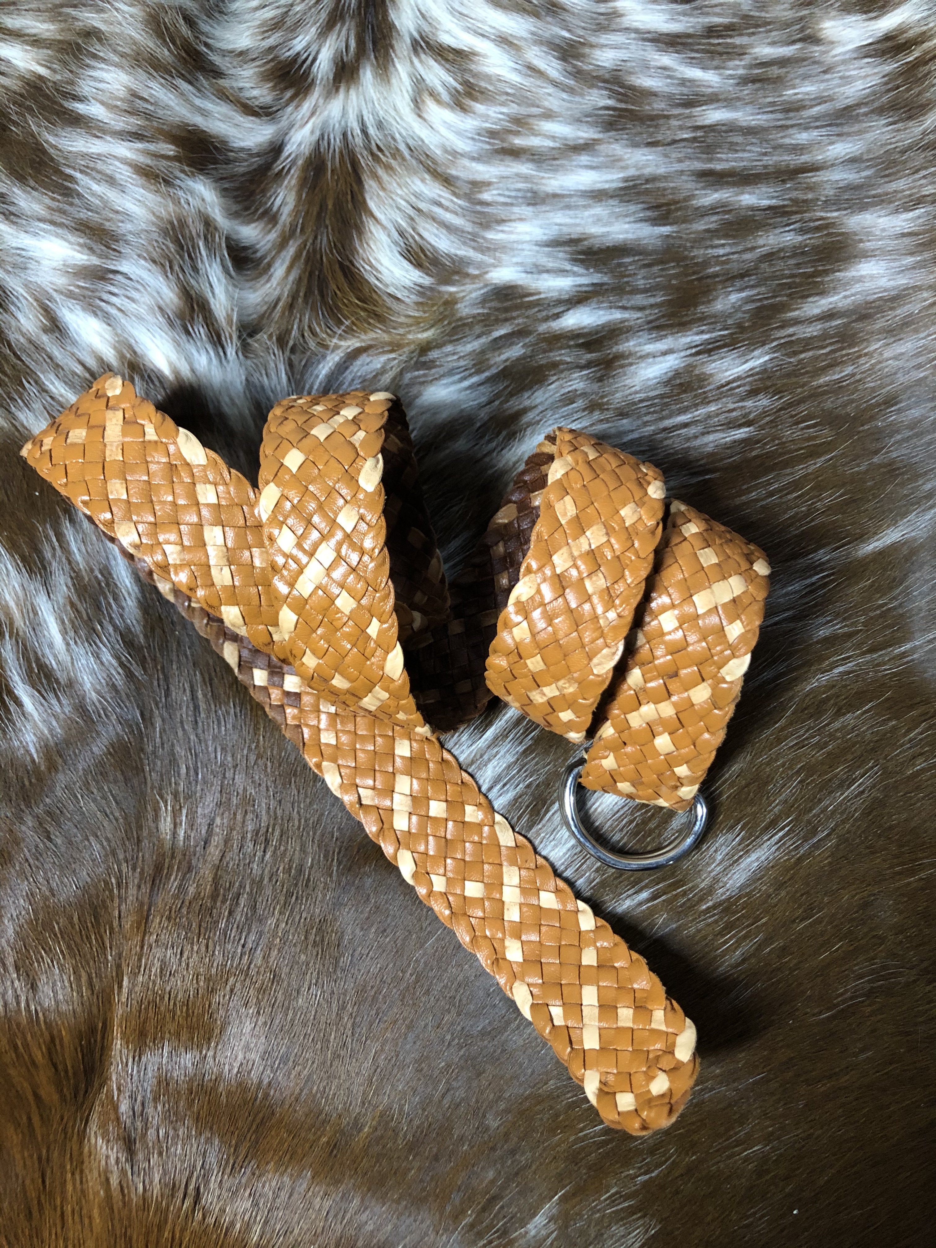 35" x 1" Tan & Natural Plaited Belt