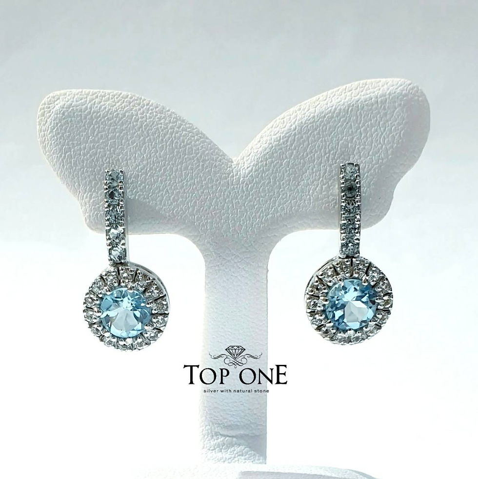 Natural Sky Blue Topaz White Topaz 925 Sterling Silver Earring