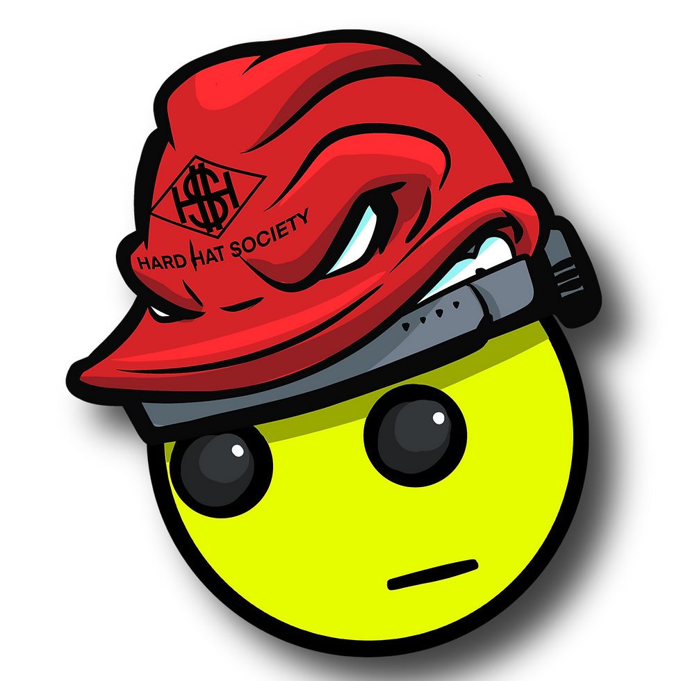 Serious Smiley and his HH$ logo’d Hard Hat- 2” Decal