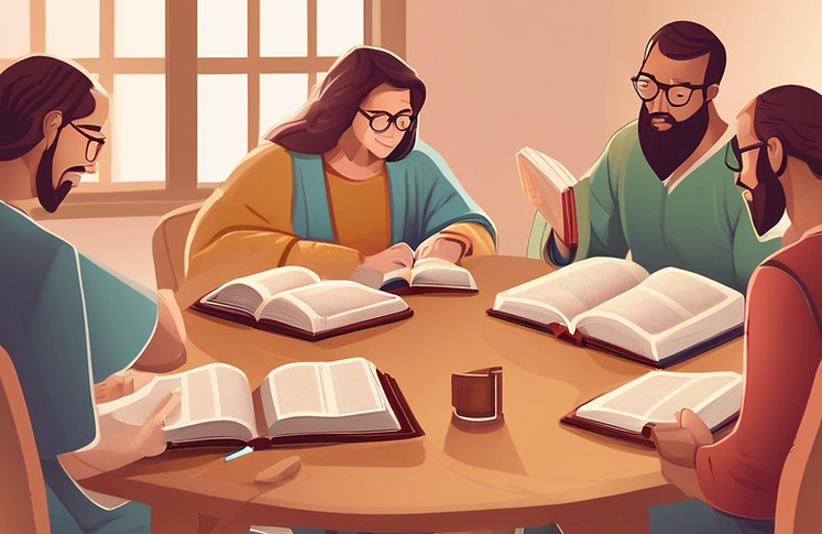 People studying the Bible around a table