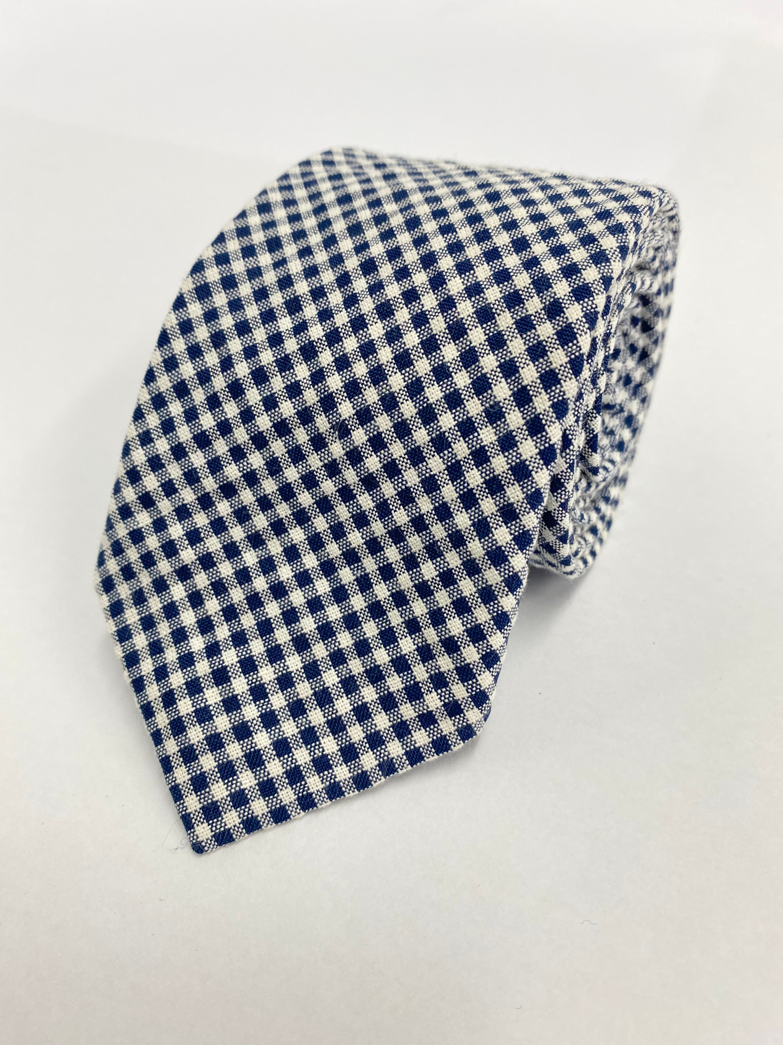 NAVY AND WHITE CHECK TIE