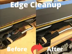 Ski before and after edge sharpen 