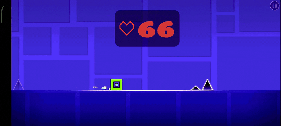 Heart rate overlay on the Geometry Dash mobile game