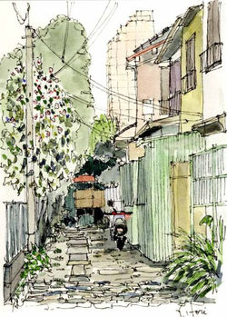 207西早稲田路地　　〔サイズSM (22.5×16cm) 〕