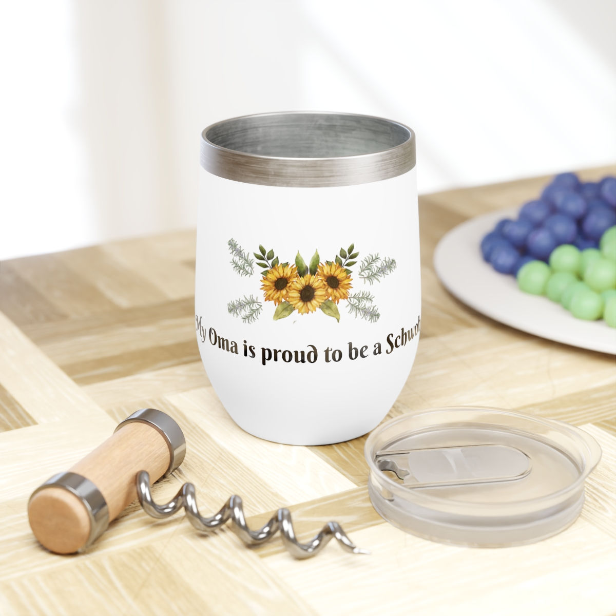 Sunflowers and Rosemary - My Oma is Proud to be a Schwob - Chill Wine Tumbler