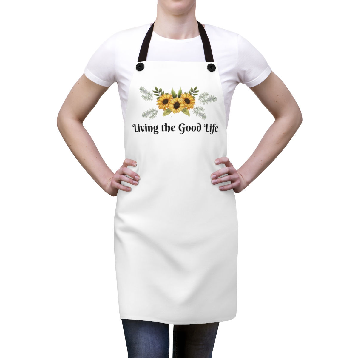 Living the Good Life - Sunflower and Rosemary - Apron (AOP)