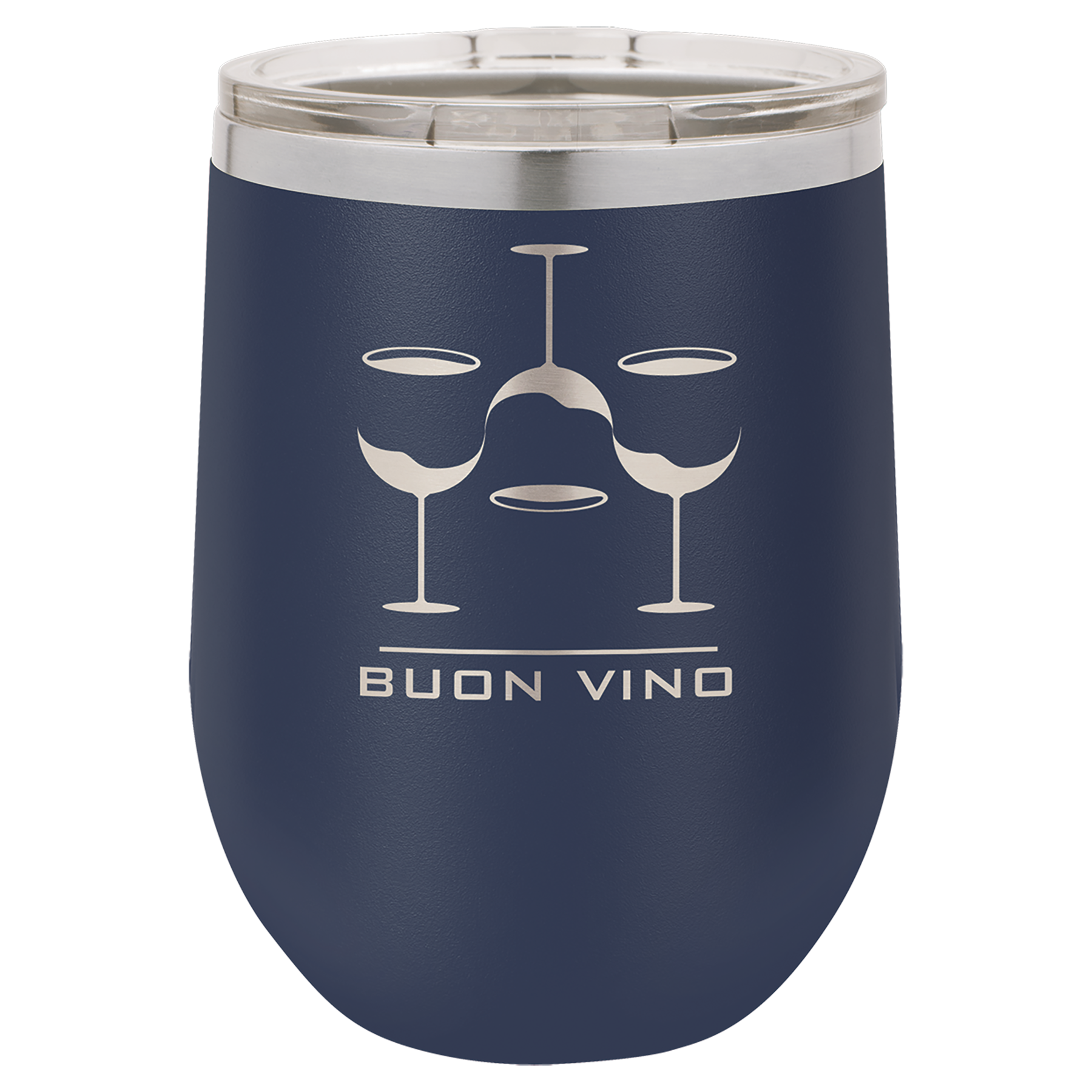 Navy Blue Polar Camel 12oz. Stemless Wineglass with Lid