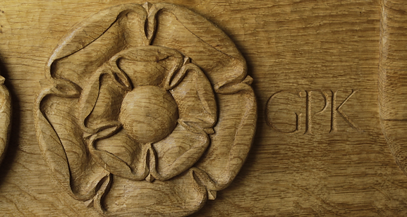 Oak Tudor Rose Wood Carved Mantel