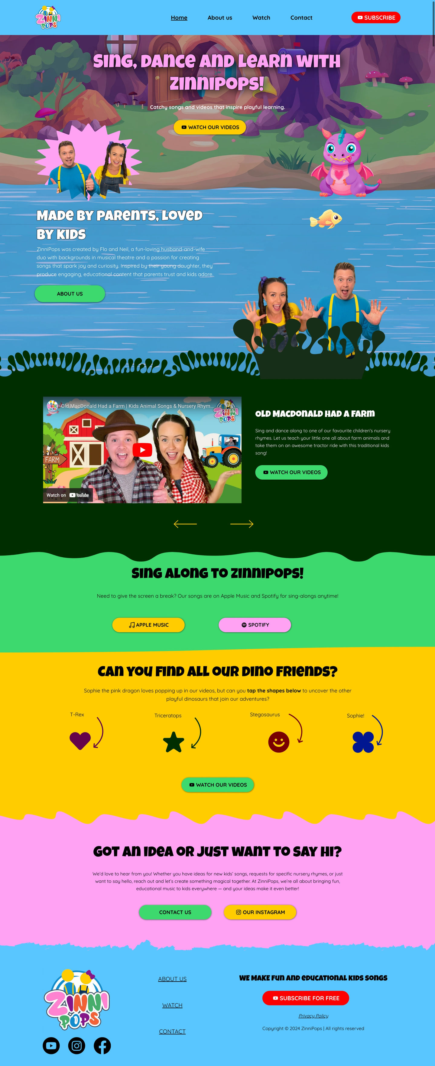 Zinnipops homepage - desktop