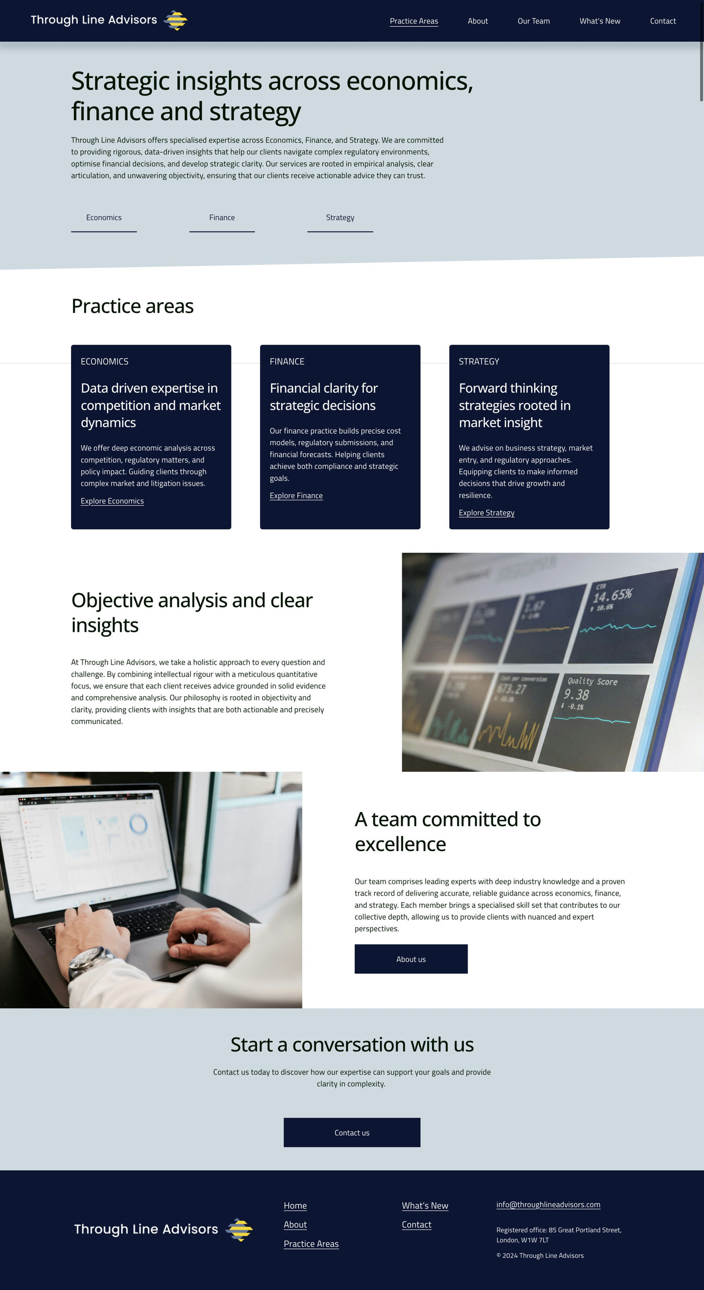Screenshot of the design for the desktop practice areas page