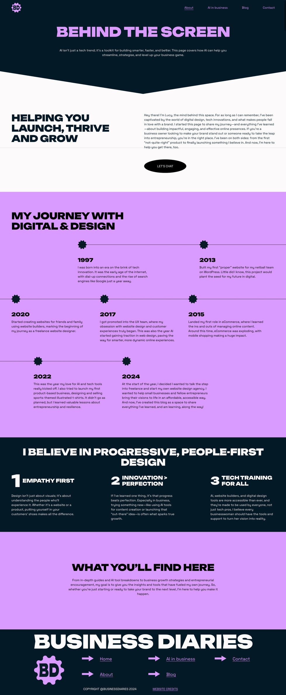 About page - desktop