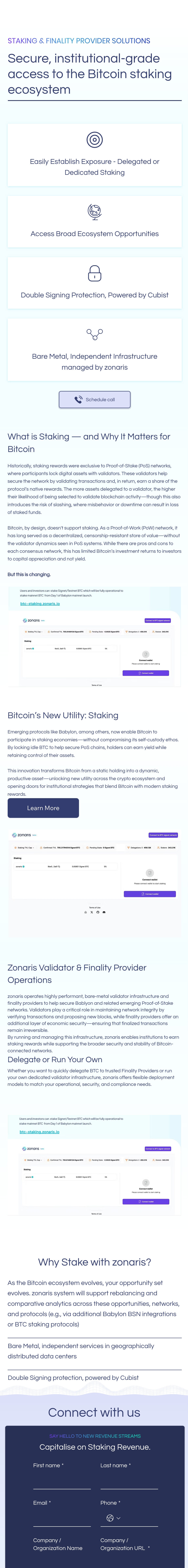 Bitcoin Staking Page Mobile