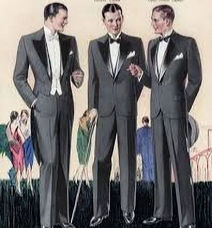 Men in tuxedos, vintage artwork