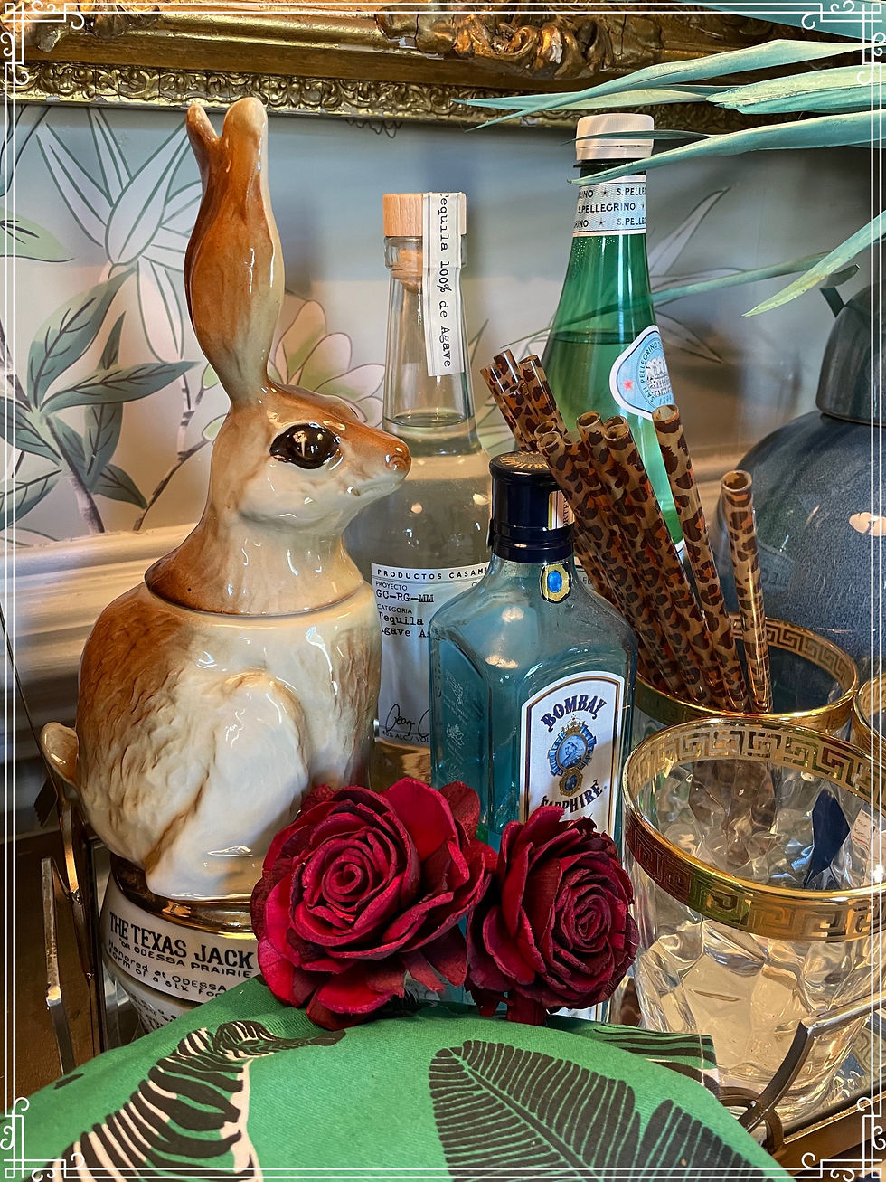 Jack rabbit decanter Plate and Plaid