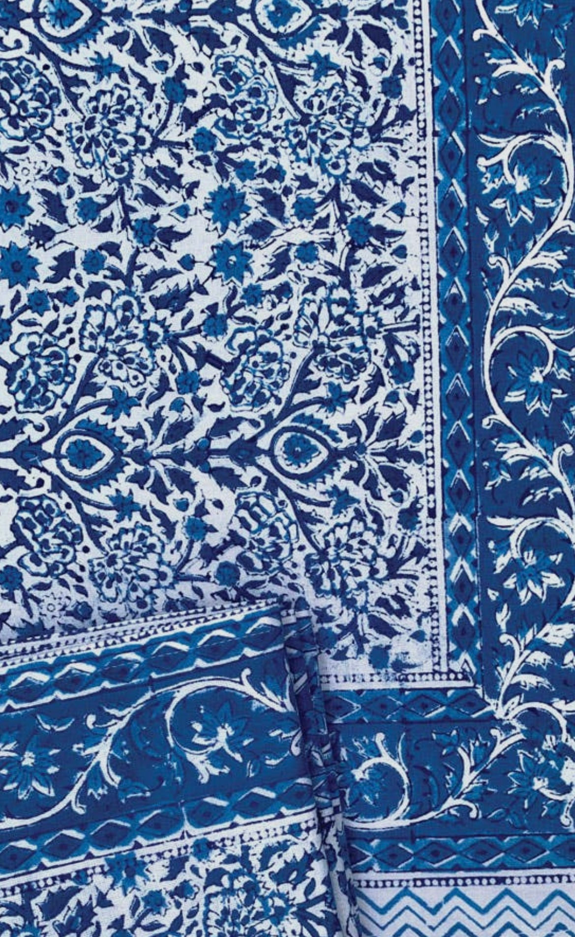 Blue and white tablecloth 