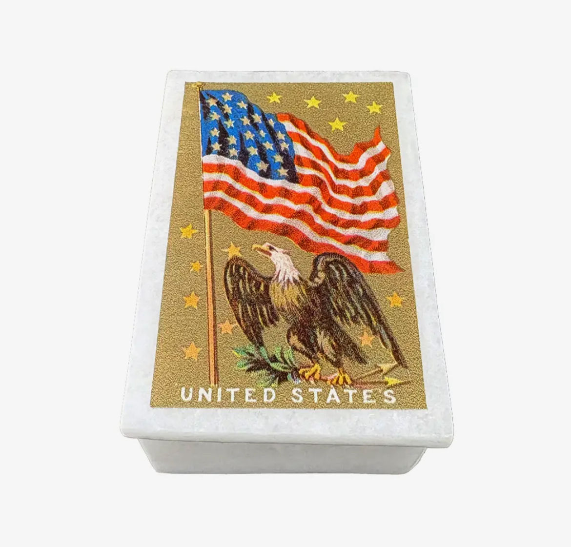 Eagle and Flag Soapstone Box 
