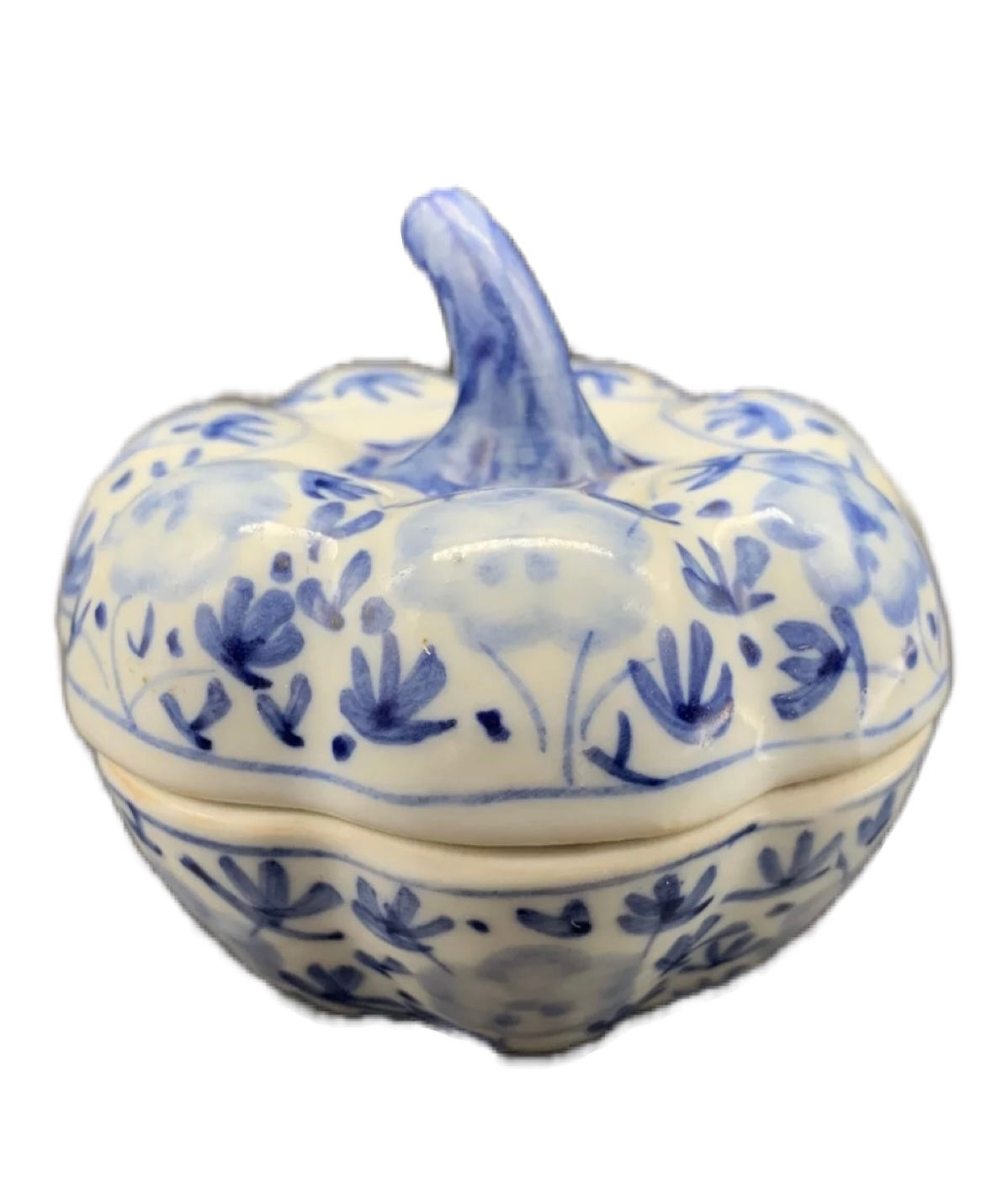 Blue and white lidded pumpkin 