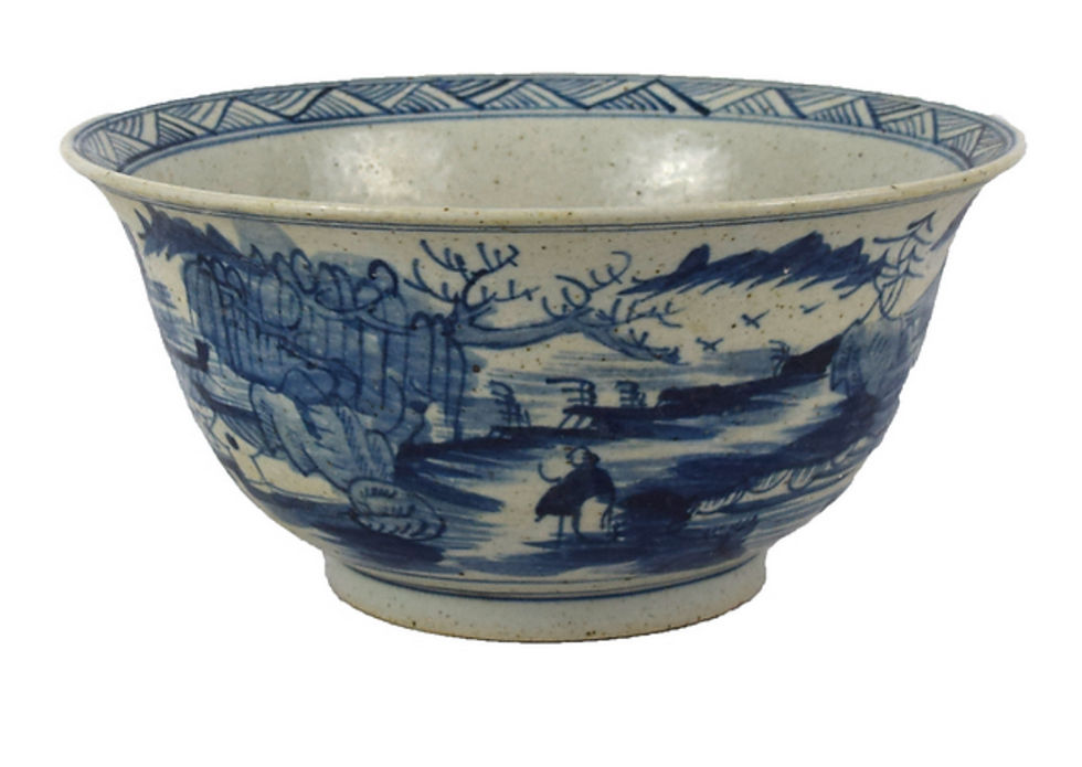 Thumbnail: Blue and white village bowl 