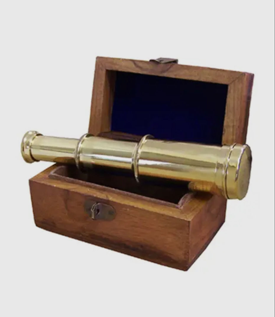 Thumbnail: Brass telescope in wood box 