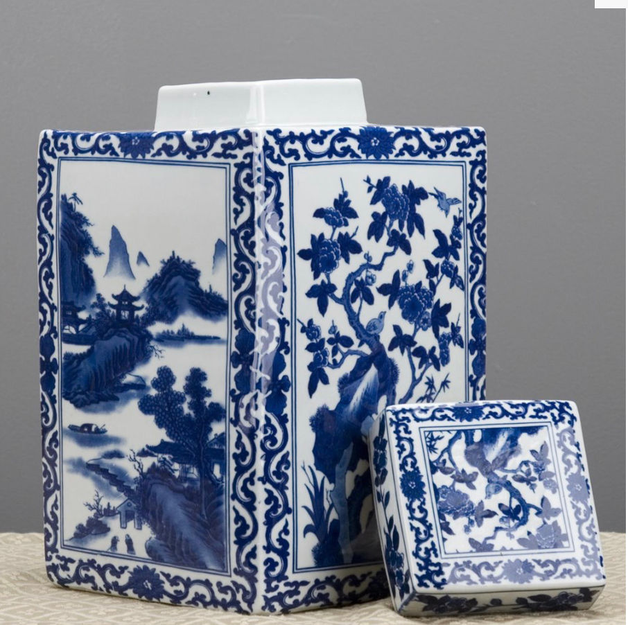 Thumbnail: Square double design ginger jar 