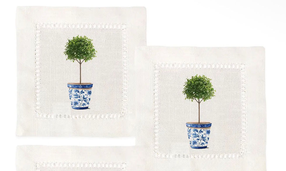 Thumbnail: Blue and White Topiary Cocktail Napkins 