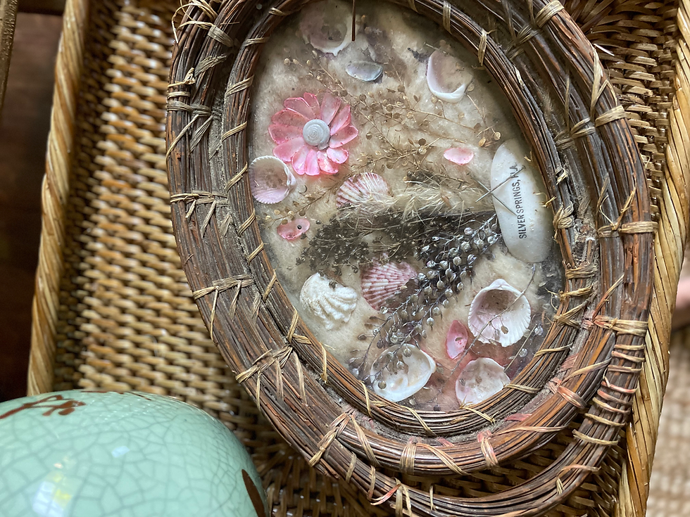 Thumbnail: Vintage seagrass seashell tray 