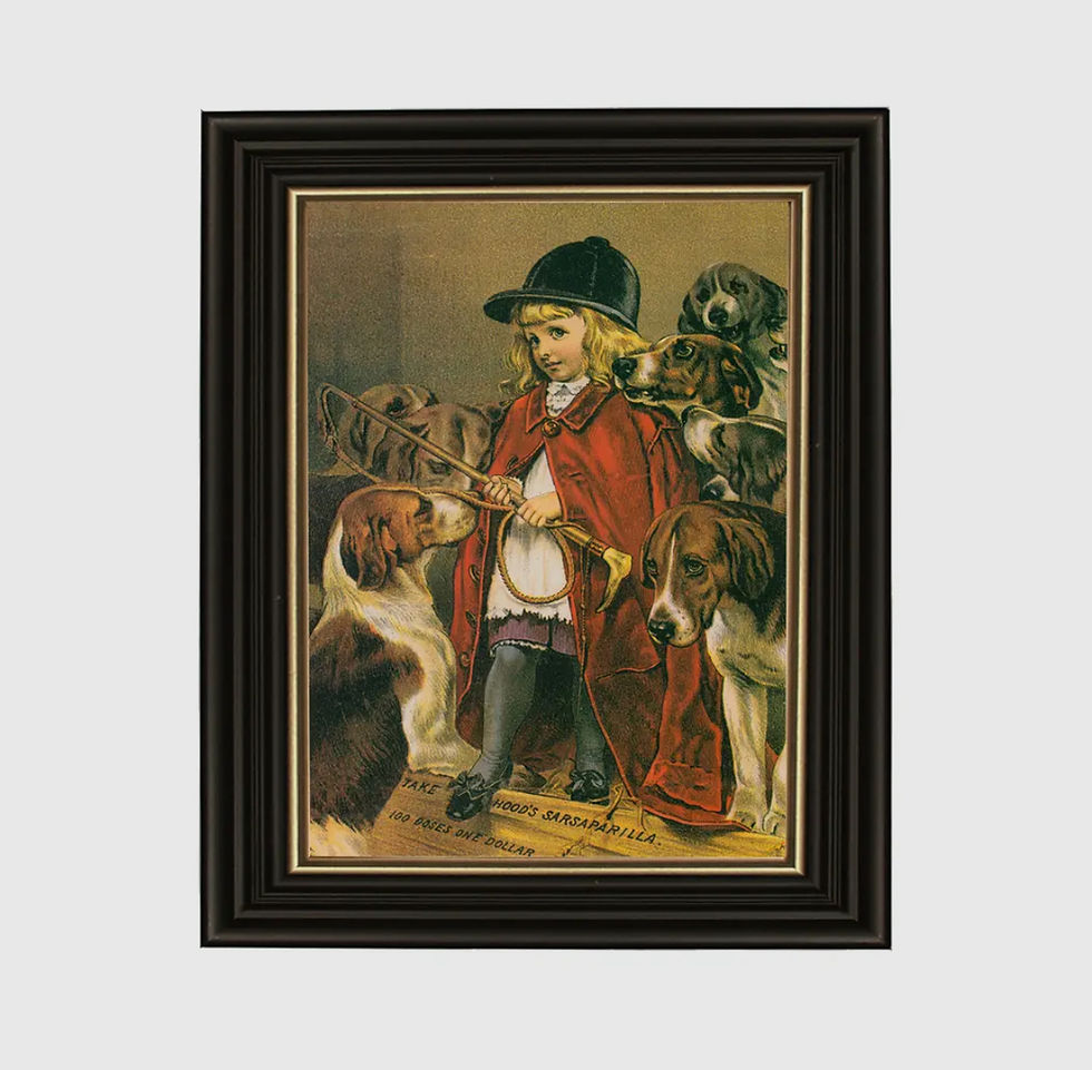 Equestrian girl with hounds artwork 