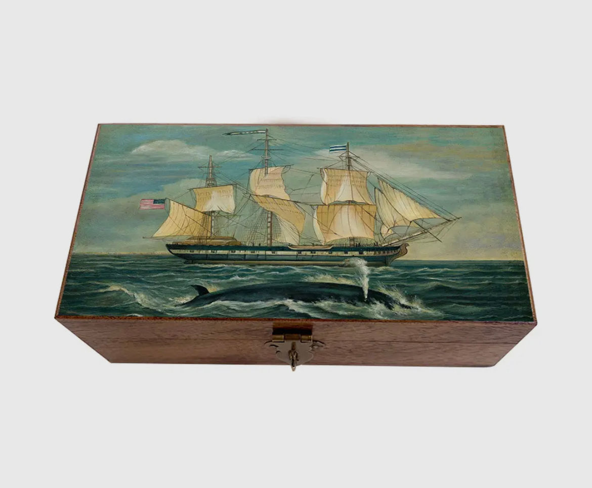 Whaling ship wooden box 