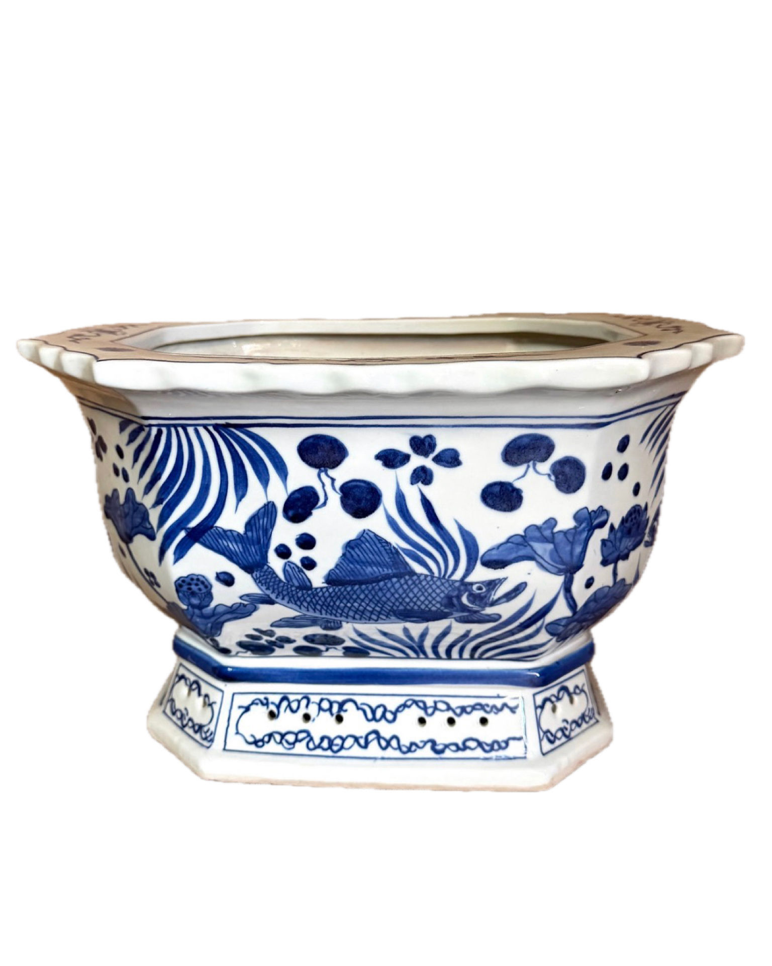 Blue and White Koi Planter 