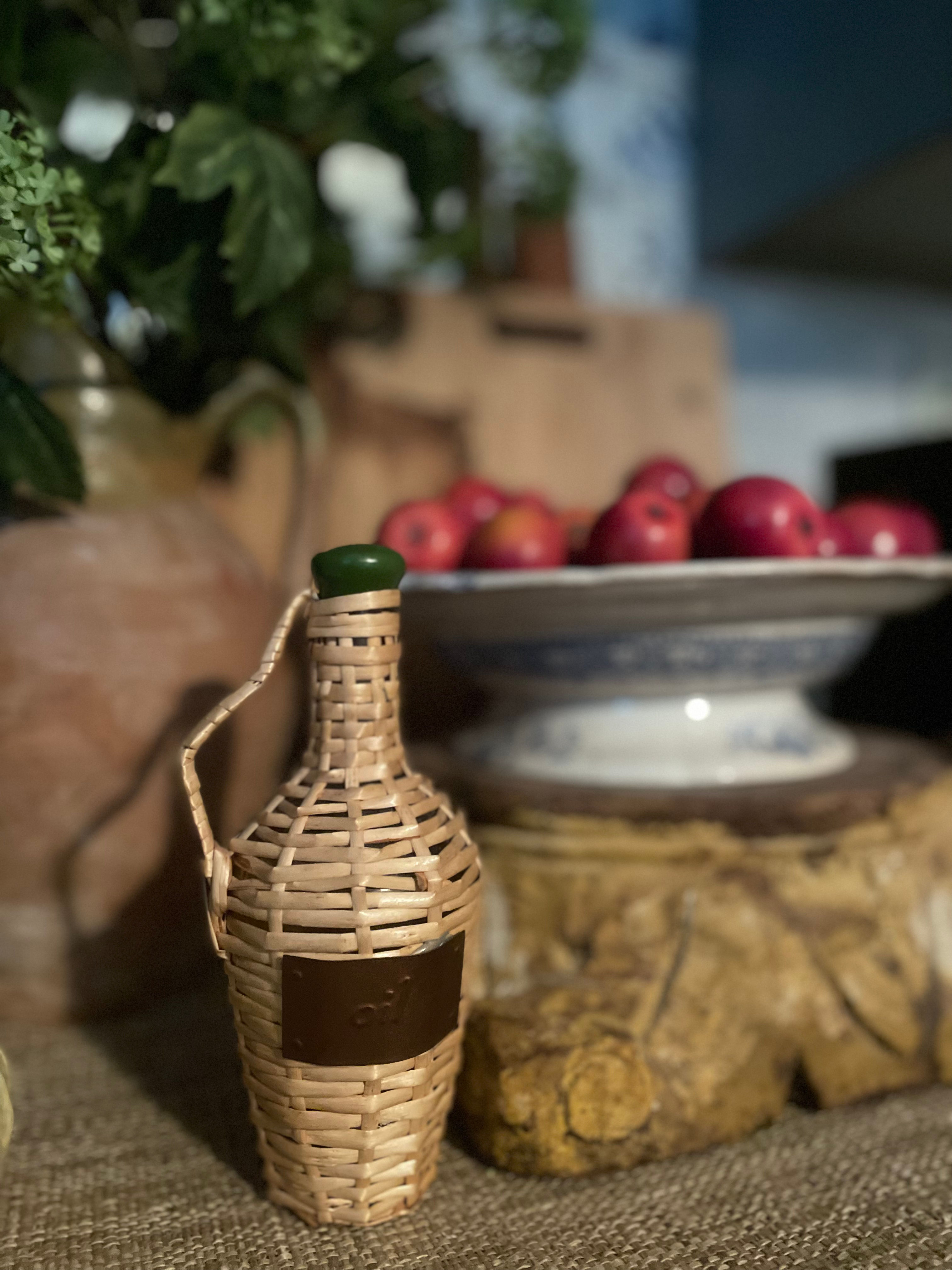 Wicker Wrapped Oil Bottle 