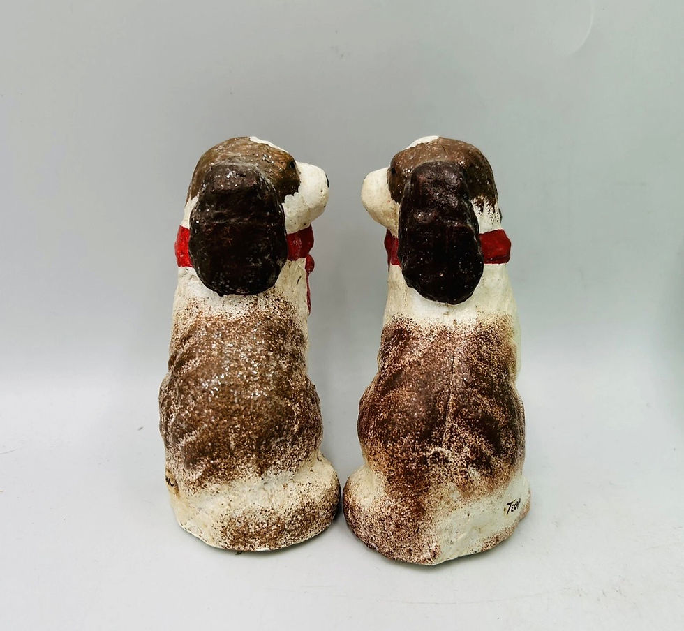 Thumbnail: Staffordshire Style Chalkware Pups 