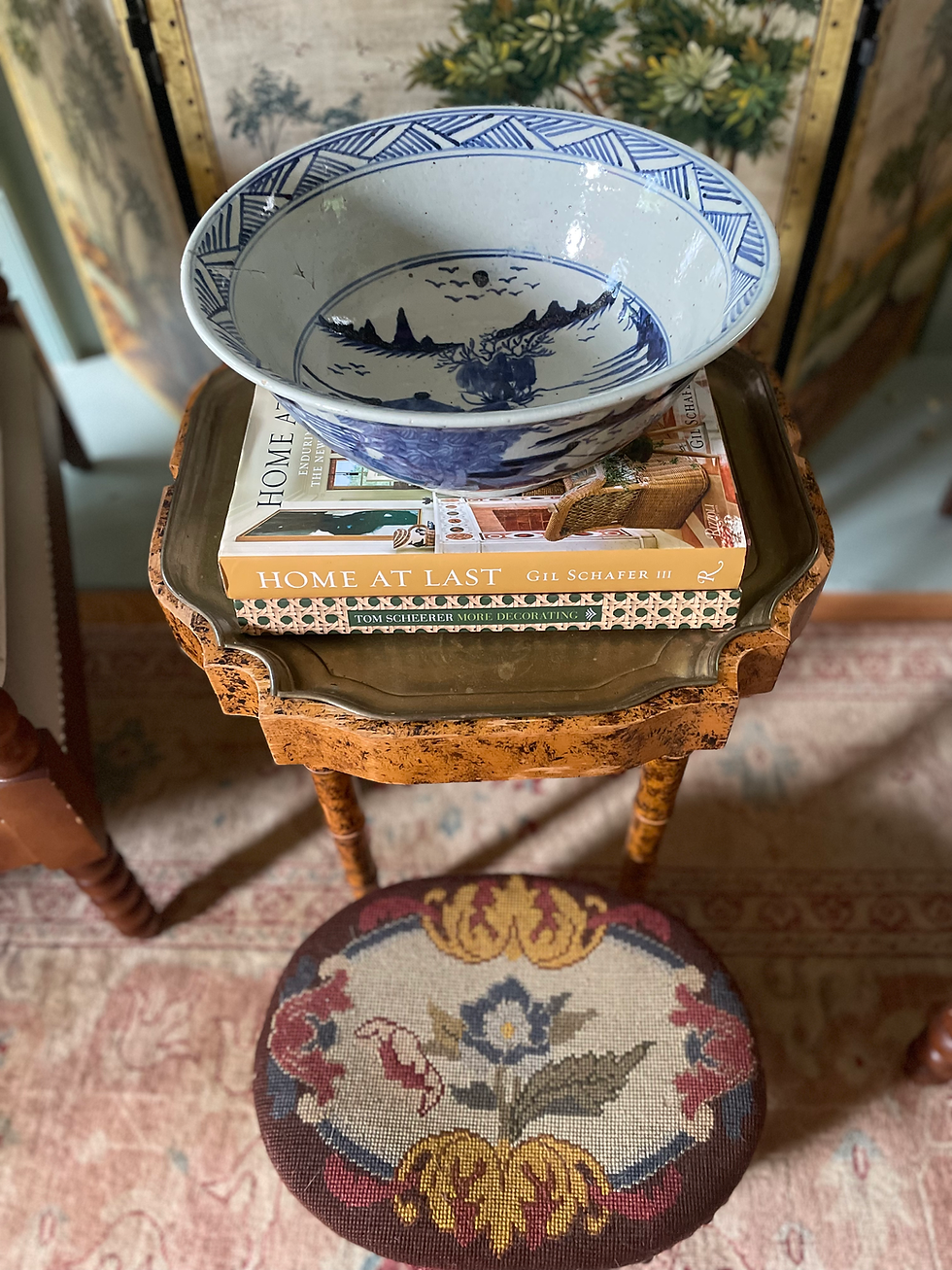 Thumbnail: Blue and white village bowl 