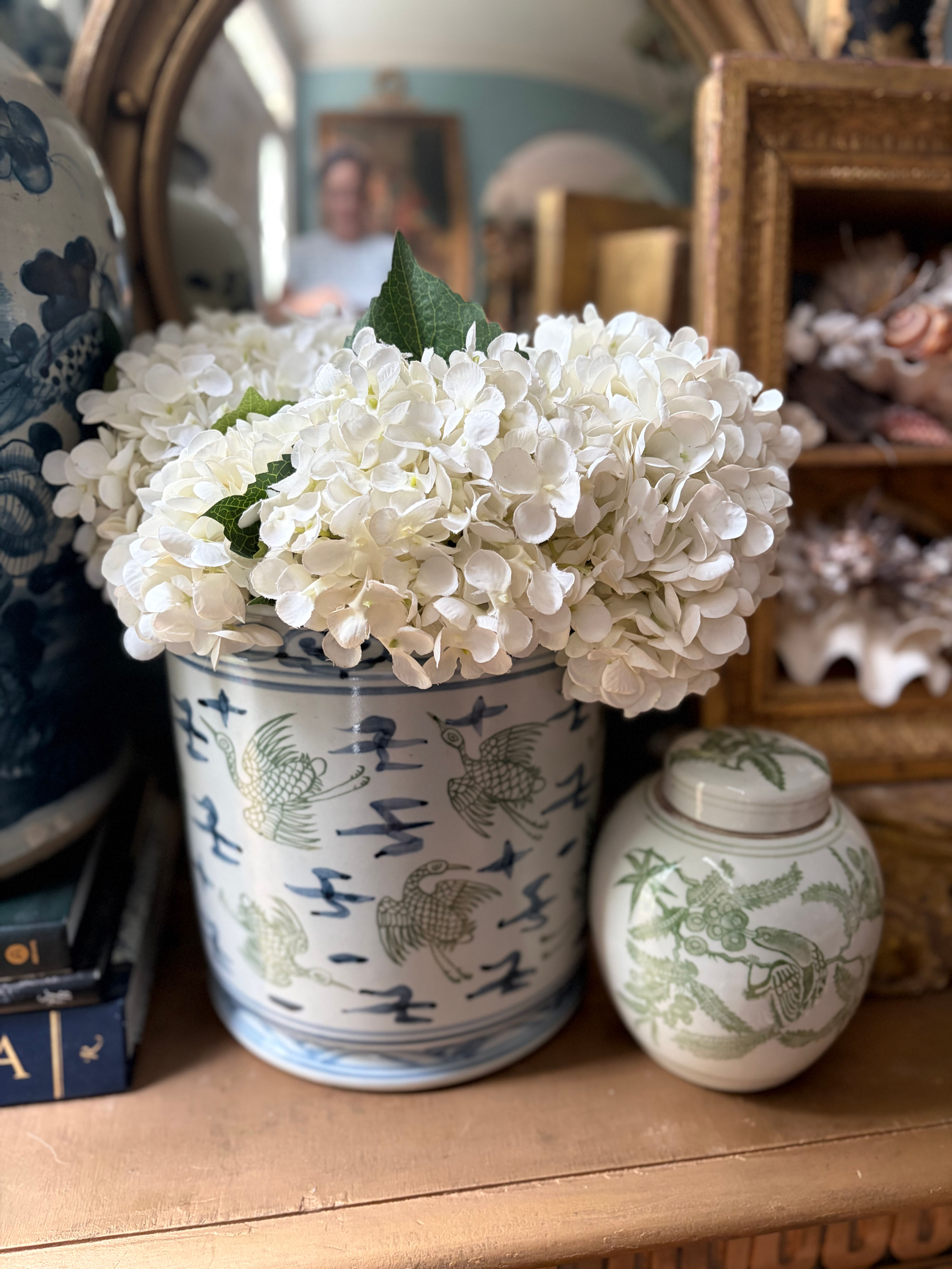 Blue and Green Crane Planter  
