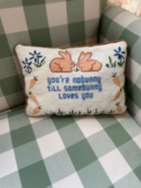 Bunny Needlepoint Pillow