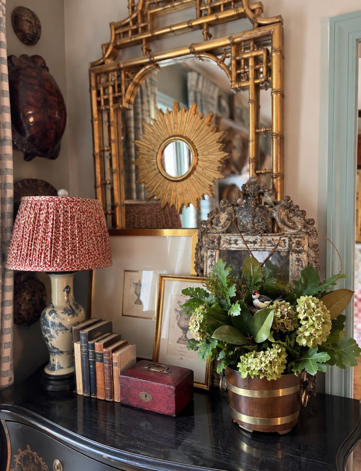 Wood Planter with Brass Trim 