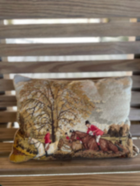 Fox Hunt Needlepoint Pillow 