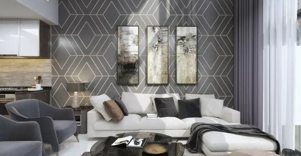 living room luxury modern apartment with pool in dubai