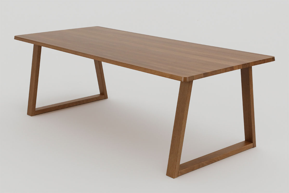 Lakeus pöytä 100x220cm, Teak (tammi), kansi 1 (viistetty reuna), viistetty jalka.