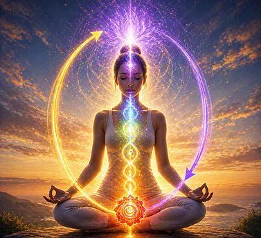 Frau, di ihre sexuelle Energie in spirituelle Energie umwadelt