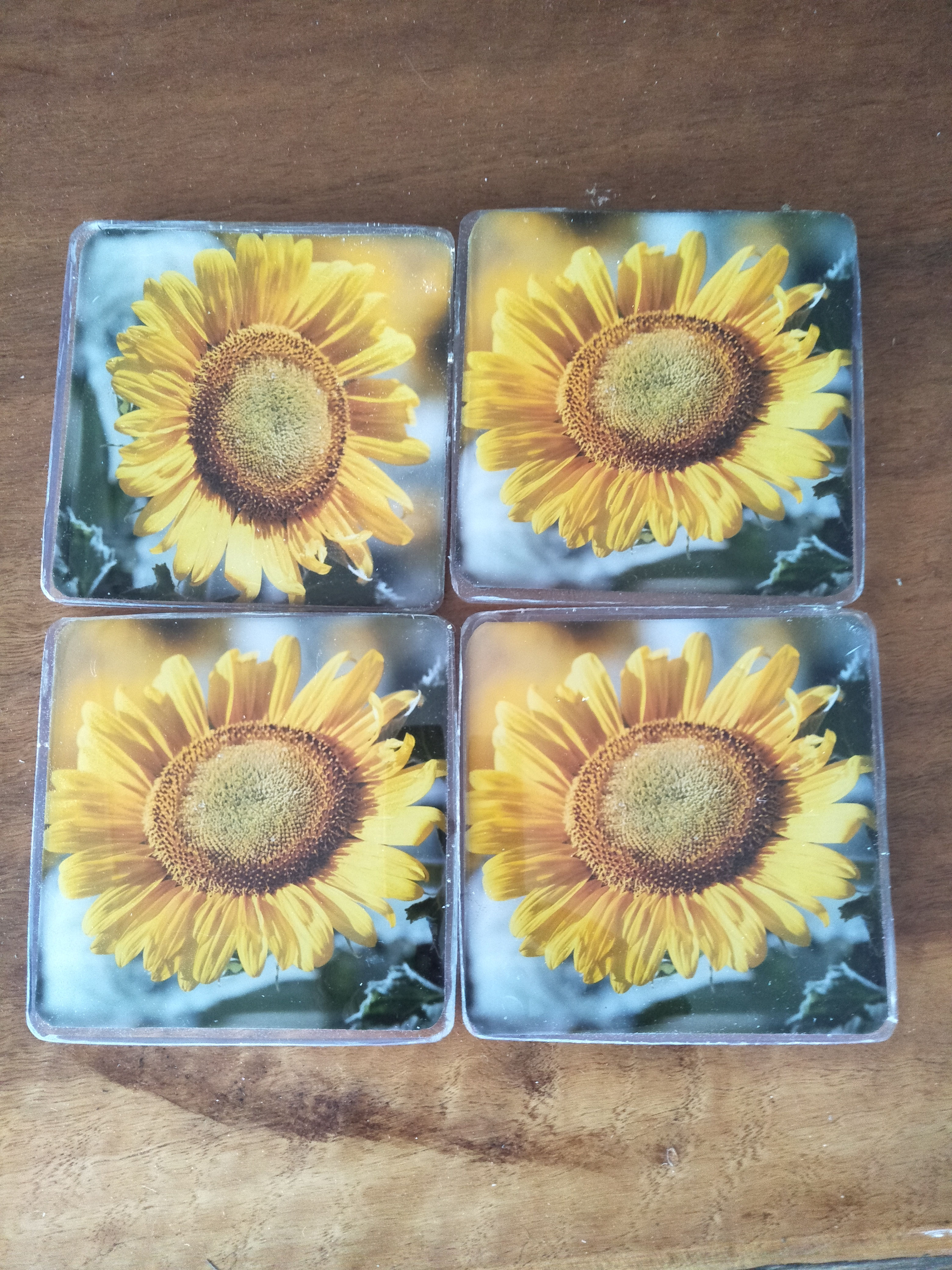 Sunflower Resin Coasters SOLD $35