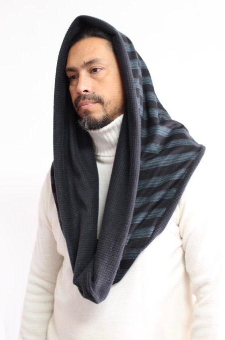 Thumbnail: DOTTIE Hood in Blue-Green and Black Stripe